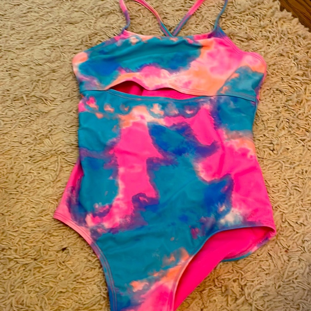 tie dye girls one piece swim suit